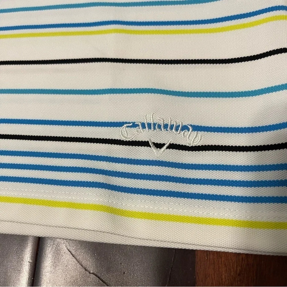 Callaway Short Sleeve Polo Shirt Women’s Medium Golf Pickleball Striped - Picture 2 of 8